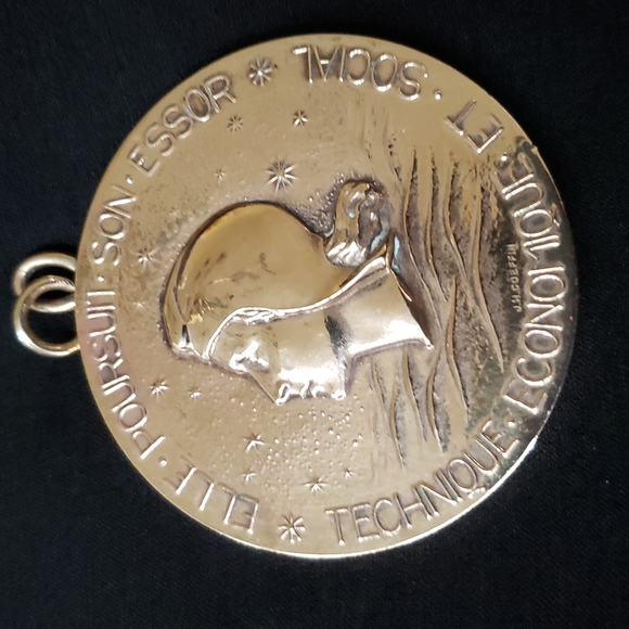 VTG midcentury Pendant/Coin/Medallion, Transatlantic Service France, 1967 - Picture 4 of 9